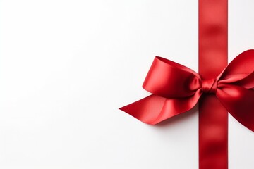 Red ribbon mockup gift. Generate Ai