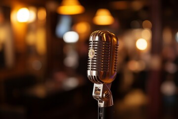 Retro microphone stage. Generate Ai