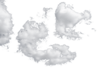 white fluffy clouds standing out against a black background and a blue sky