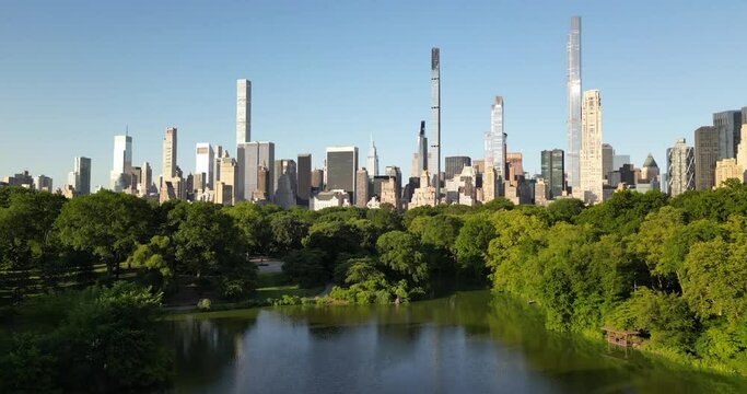 Aerial view of Central Park and Billionaires' Row in New York City, USA