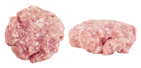 Minced pork on transparent background.