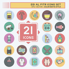 Icon Set Eid Al Fitr. related to Education symbol. islamic. ramadhan. simple illustration