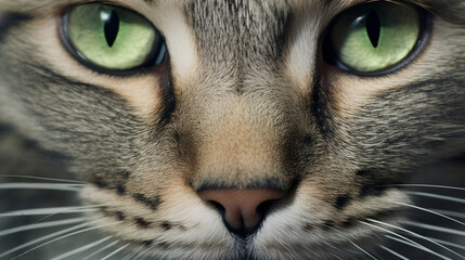 A captivating close-up of a curious cat with mesmerizing eyes, capturing the essence of feline beauty and charm on International Cat Day Generative AI