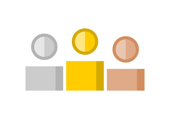 Silver gold and bronze medal on podium flat icon vector design.