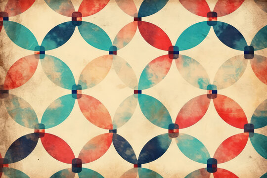 Retro Pattern On Old Paper Texture. Generative AI
