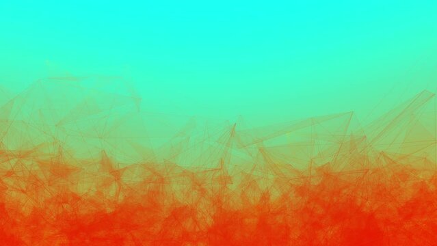 Abstract Geometric Loop Background Connecting Dots as Turquoise and Orange Plexus