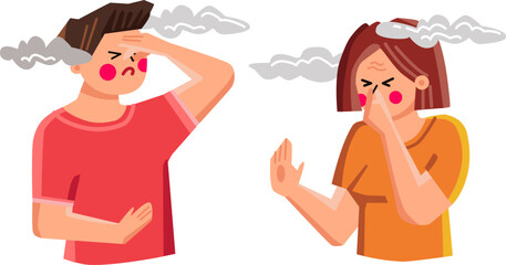 fart bed smell vector. woman home, nose bad, adult person, lifestyle room, room man fart bed smell character. people flat cartoon illustration
