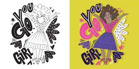 Obraz premium Cute hand drawn doodle lettering postcard, t-shirt design, tee art, mug print.