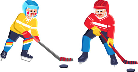 Fototapeta premium ice hockey kid vector. child arena, equipment game, exercise player, health helmet, youth person ice hockey kid character. people flat cartoon illustration