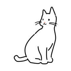 シンプルな白猫のイラスト