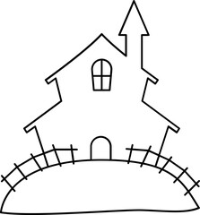 Ghosthouse icon. Ghosthouse simple cartoon style. Ghosthouse icon decorative elements.