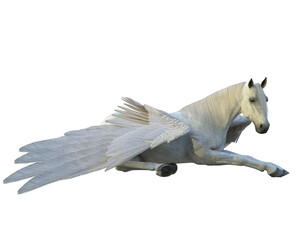 Obraz na płótnie Canvas 3d render white horse pegasus fantasy creature