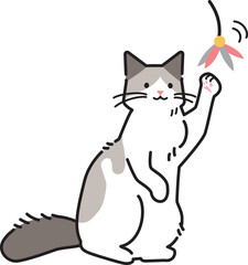 おもちゃで遊ぶ猫のイラスト