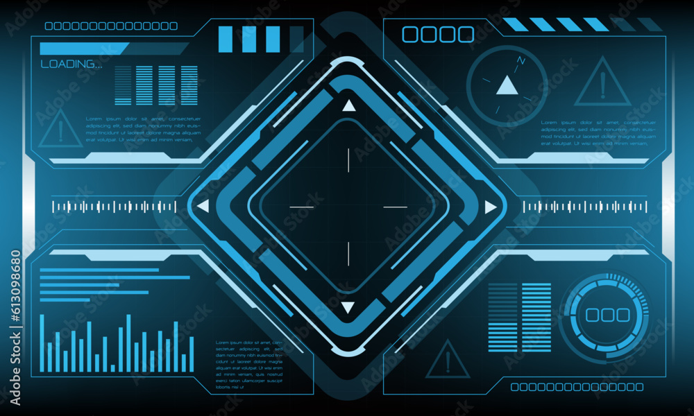Poster hud sci-fi interface screen view design virtual reality futuristic technology display vector
