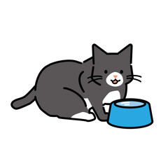 水を飲む猫のイラスト