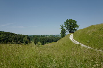 Path below the ramparts of Celtic fortress Heuneburg in Germany