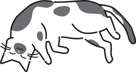 寝転がる猫のイラスト