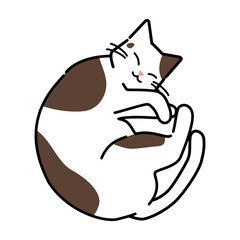 丸くなって寝る猫のイラスト