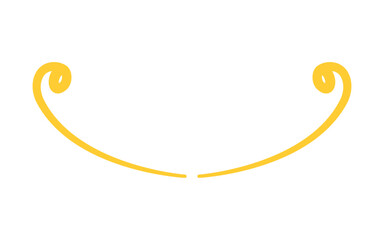 Yellow monogram icon isolated on transparent and white background. Vintage filigree element closeup for design decoration. Holiday season vector illustration. Retro divider partition.