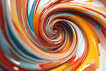 Abstract multi coloured paints in spiral movement background image. Generated with AI technology.
