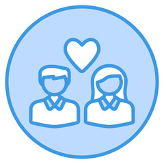 Couple icon in blue style, use for website mobile app presentation