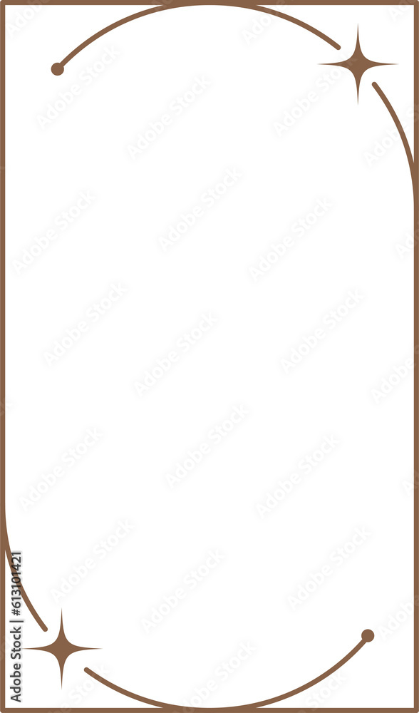 Poster aesthetic frame shape. outline minimal graphic elements with stars. abstract boho arch with sparkles