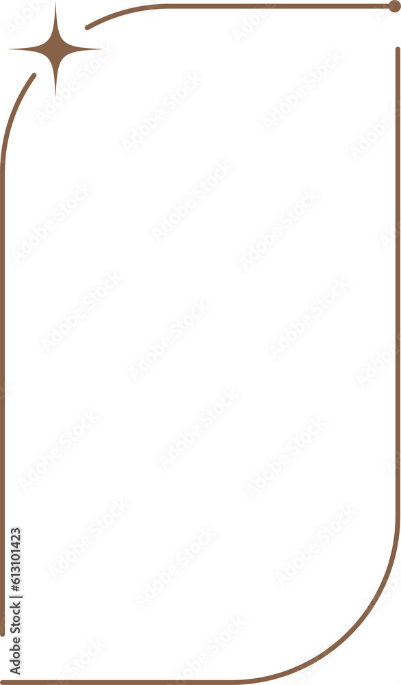 Poster aesthetic frame shape. outline minimal graphic elements with stars. abstract boho arch with sparkles