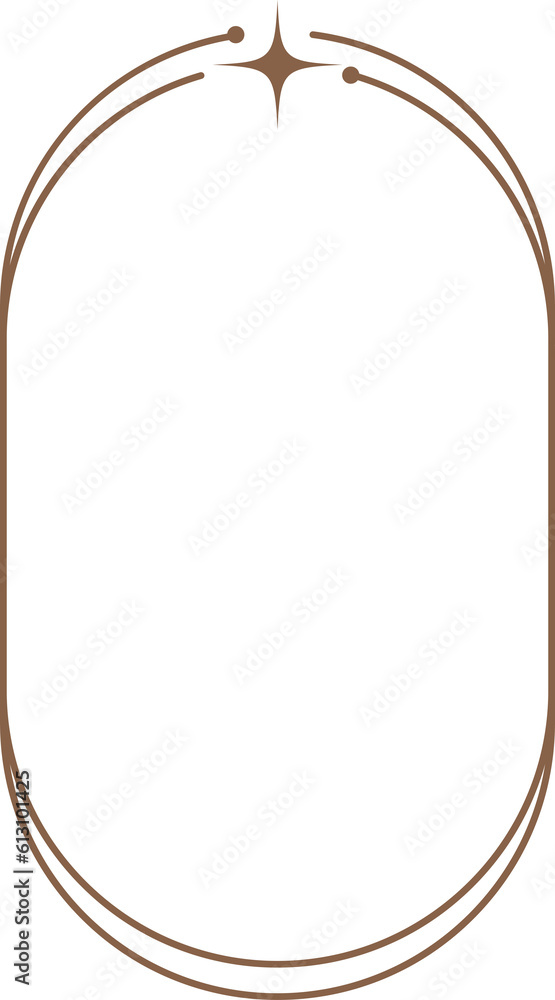Aufkleber aesthetic frame shape. outline minimal graphic elements with stars. abstract boho arch with sparkles