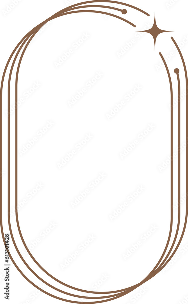 Aufkleber aesthetic frame shape. outline minimal graphic elements with stars. abstract boho arch with sparkles