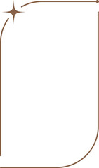 Aesthetic frame shape. Outline minimal graphic elements with stars. Abstract boho arch with sparkles. Trendy geometric template for poster and story.