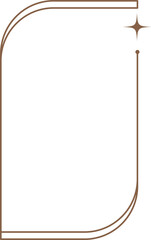 Aesthetic frame shape. Outline minimal graphic elements with stars. Abstract boho arch with sparkles. Trendy geometric template for poster and story.