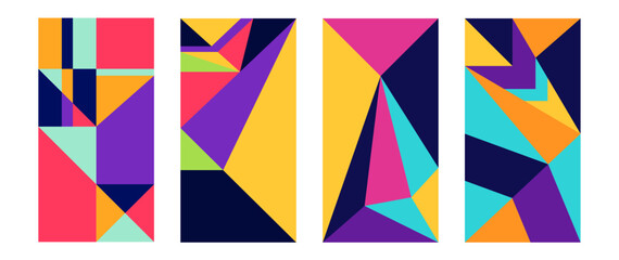 simple geometric flat abstract.made in four shapes cover size background.colorful art background vector