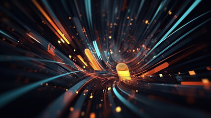 Modern digital abstract 3D background. Can be used in the description of network abilities, technological processes, digital storages, science, education, etc. Copy space. Based on Generative AI