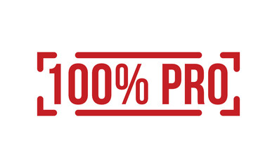 100% Pro Red Rubber Stamp vector design.