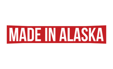 Made in Alaska Red Rubber Stamp vector design.