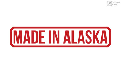 Made in Alaska Red Rubber Stamp vector design.