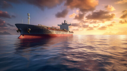 Obraz premium Freightship at Sea