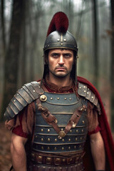 Close-up portrait of an ancient Roman soldier (Generative AI)