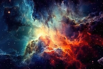 Fototapeta na wymiar Space Nebula with Stars | Colourful Deep Space Nebulae | Gas Giant Supernova Star Explosion