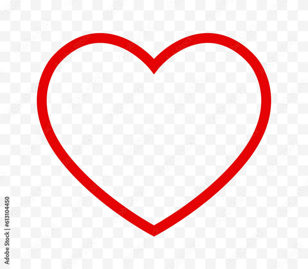 Fototapete red heart line icon on transparent background. easily editable line art symbol. vector stock illustr