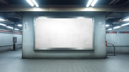 interior with empty frames in underground subway station. Generative Ai