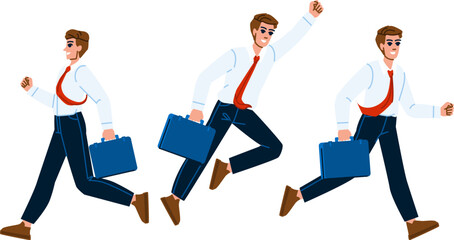businessman late vector. man person, office job, professional worker, caucasian one, young stress businessman late character. people flat cartoon illustration