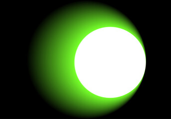 Luna llena con fondo degradado verde negro. Plantilla  con circulo blanco y fondo de degradado radial verde negro