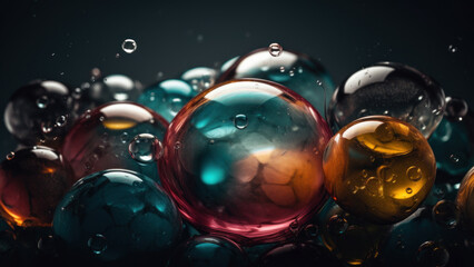 Multicolored Bubbles Closeup, Generative AI