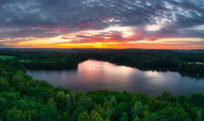 Foto op Canvas Idyllic sunset over the lake in Poland © Patryk Kosmider