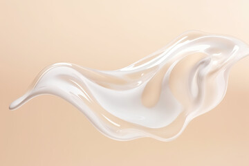Liquid serum or hyaluronic acid splash on light pastel background