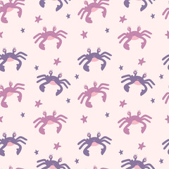 Seamless pattern with sea crabs. trendy nautical print. Creative kids texture for fabric, wrapping, textile, wallpaper, apparel. Vector illustration