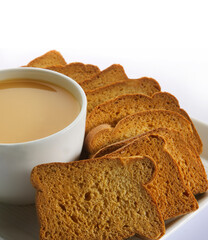 cup of tea with wheat toast