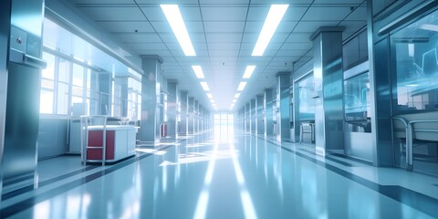 Blurred interior of hospital - abstract medical background
