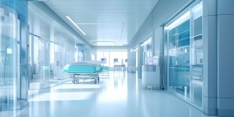 Blurred interior of hospital - abstract medical background